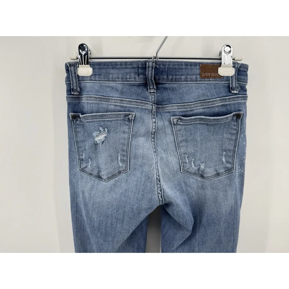 Judy Blue Relaxed Fit Distressed‎ Light Wash Jeans Paint Splatter JB8273MD  7/28